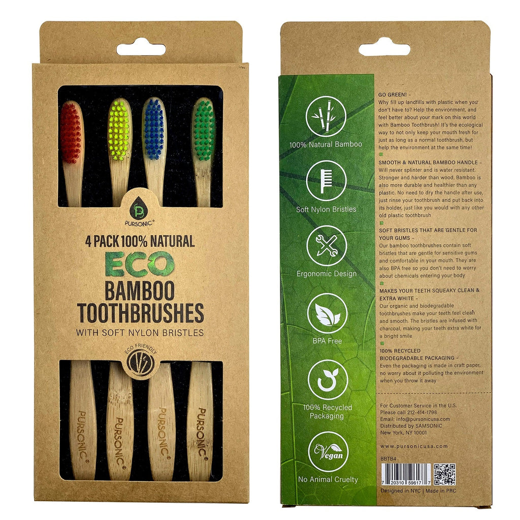 Bamboo Toothbrush — 4 Pack