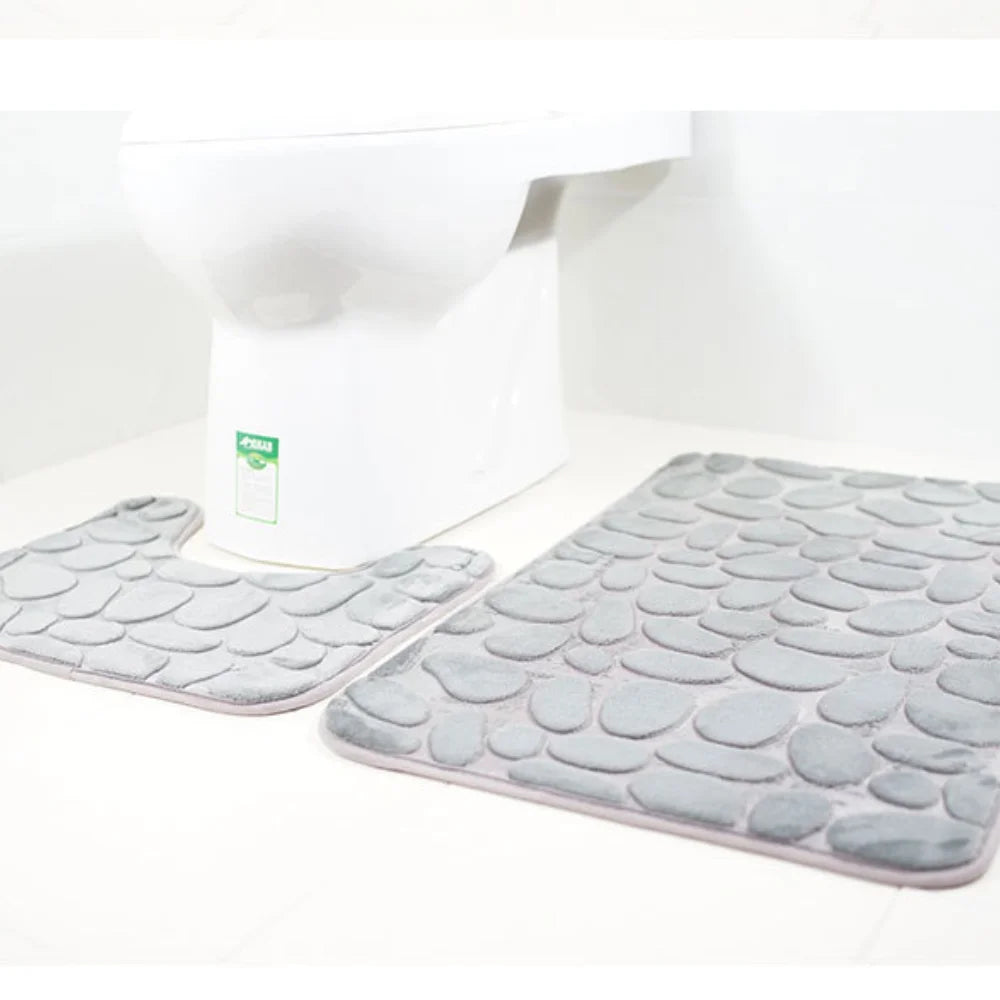 2pcs/set Funnel Cobblestone Bath Bathroom Anti-slip Carpet Mat Toilet Rug New bathroom mat set