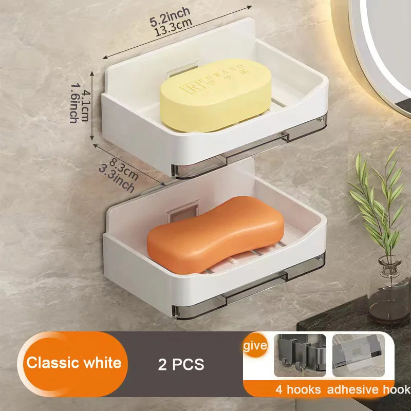 Bathroom Soap Dish Wall Mounted Sponge Holder Bathroom Organizer Double drainage Soap Dish Bathroom Accessories