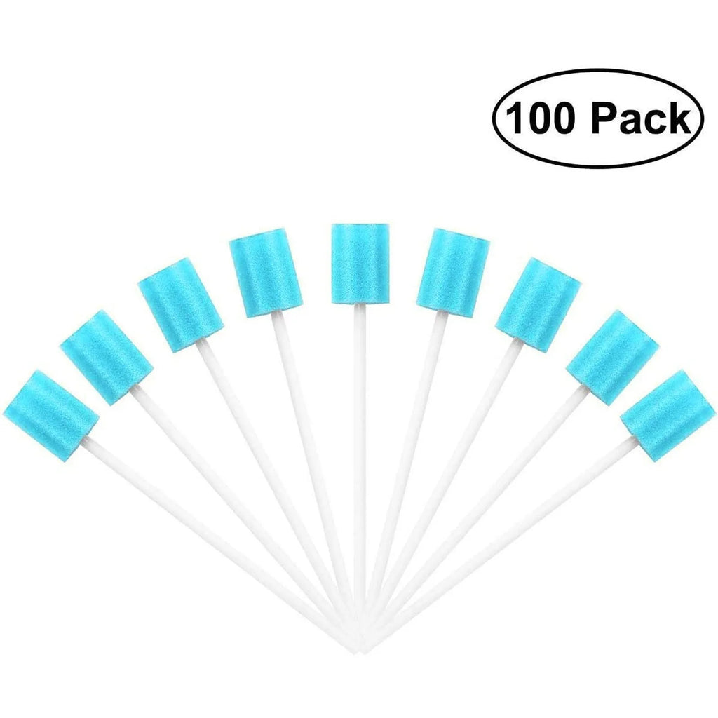 Pack Of 100 Disposable Oral Care Sticks With Blue Sponge Tip Oral Care, Disposable Tooth Cleaning Sponge Stick Oral Care