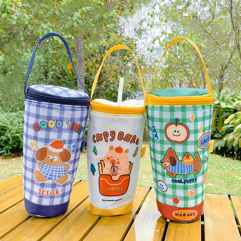 Eco-Friendly Portable Milk Tea Tote Bag Heat Preservation Insulated Cup Cover Carrying Handbag Tumbler Cup Accessories