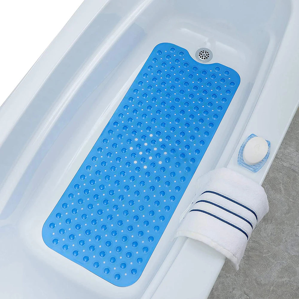 Non-Slip Bath Tub Shower Mat with Suction Cups,Machine Washable Bathroom Mats with Drain, Extra Large Bathtub Mat, 100x40cm