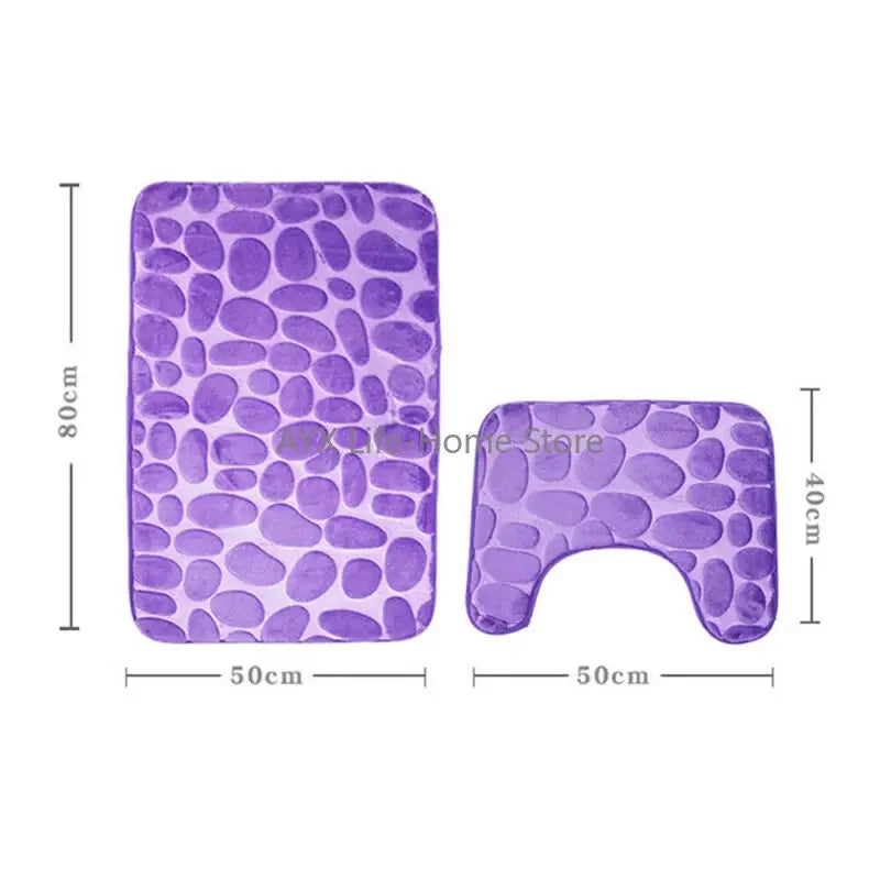 2pcs/set Funnel Cobblestone Bath Bathroom Anti-slip Carpet Mat Toilet Rug New bathroom mat set