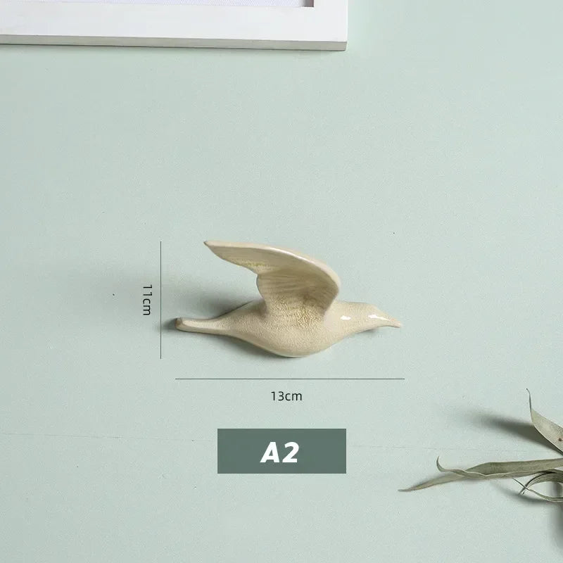 Eco-friendly Ceramics Birds 3d Wall Sticker Living Room Animal Figurine Murals Wall Background Decorative Home Decor Birds Cute