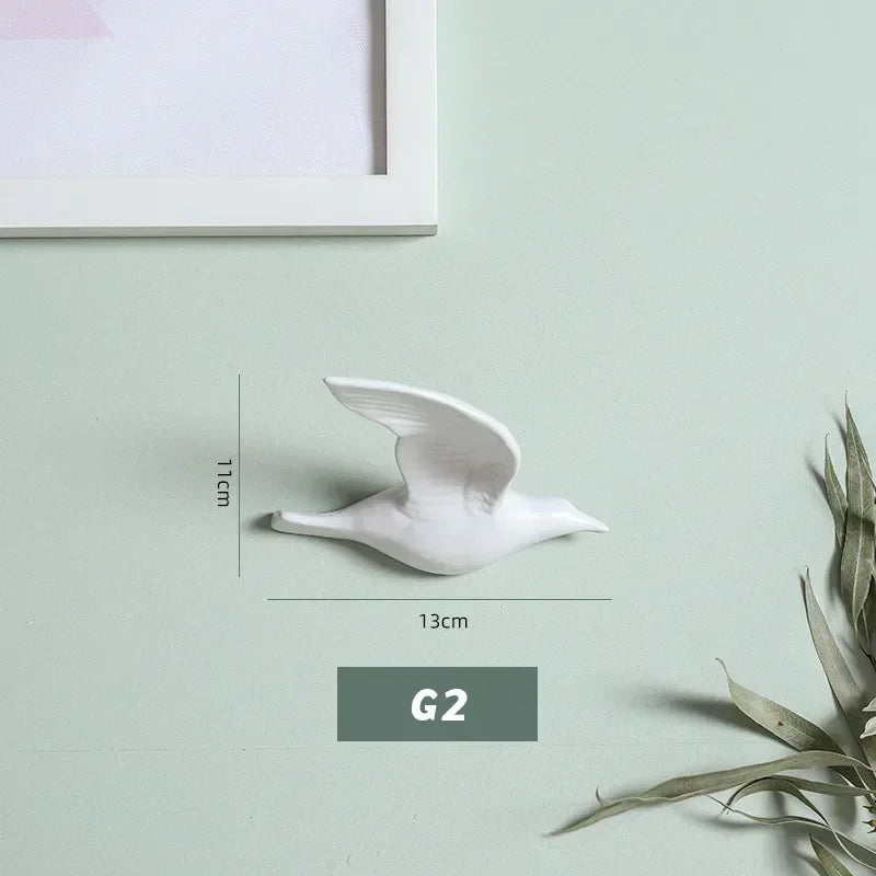 Eco-friendly Ceramics Birds 3d Wall Sticker Living Room Animal Figurine Murals Wall Background Decorative Home Decor Birds Cute