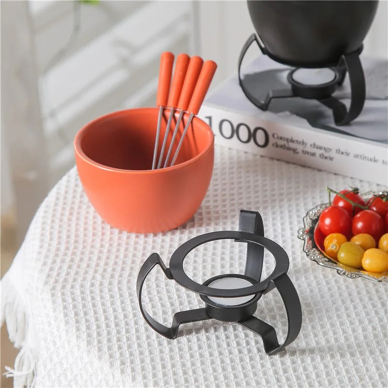 Eco-Friendly Ceramic Bowl with 4 Matching Forks Durable, Fade-Resistant, Perfect for Everyday Dining and Entertaini