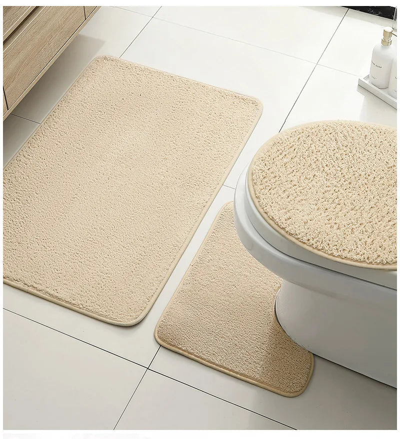 Bathroom carpet 3-piece set soft, absorbent, non-slip, microfiber toilet mat, U-shaped foot pad