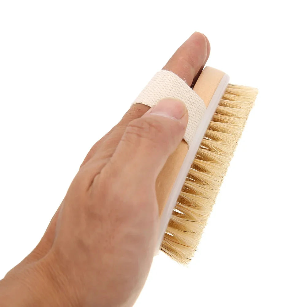 Natural Bristle Bath Brush Exfoliating Wooden Body Massage Shower Brush SPA Woman Man Skin Care Dry Body Brush