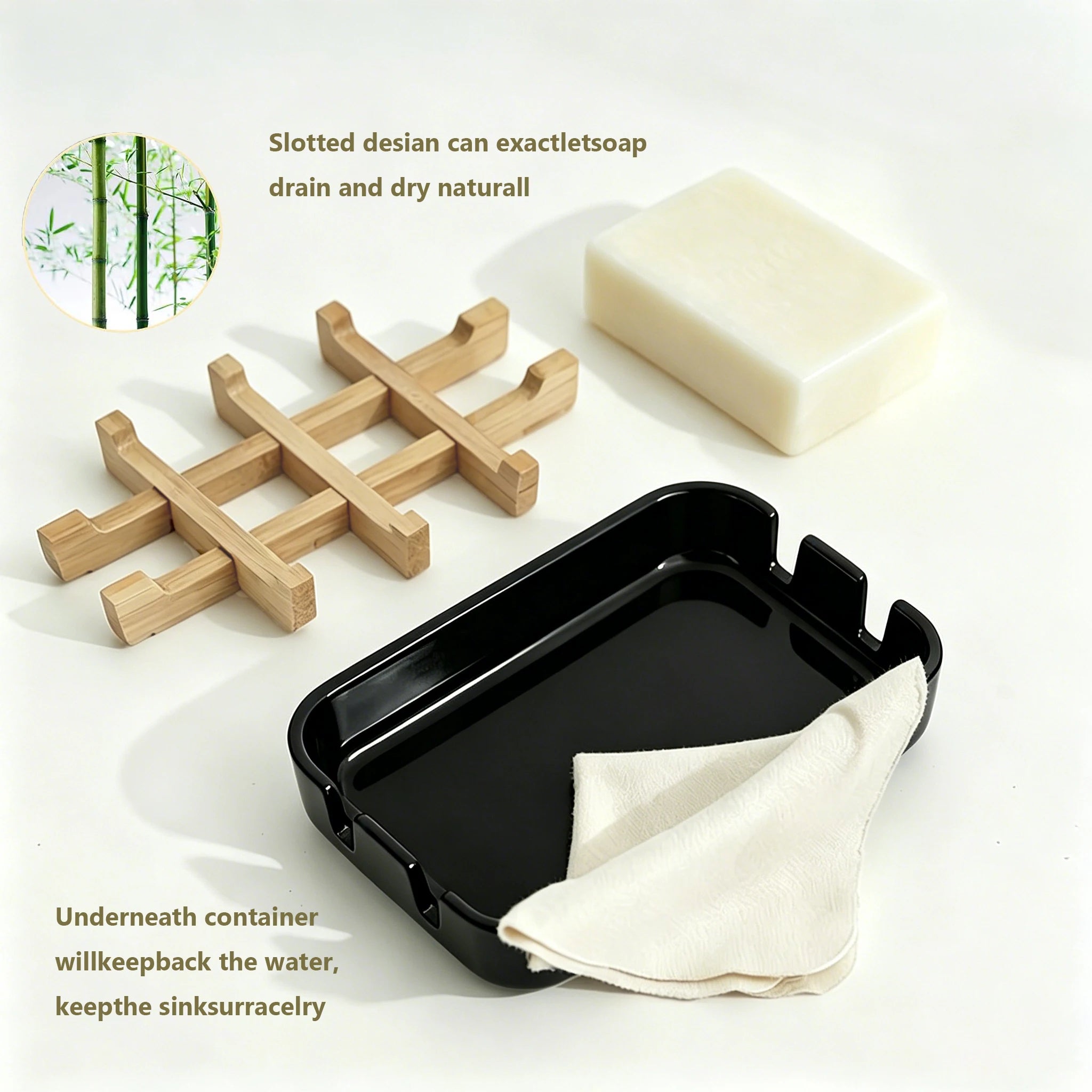 Bamboo Drainage Soap Dish, Eco-Friendly Soap Holder Saver, Durable Portable Soap Box, Bathroom Accessory Home Organizer