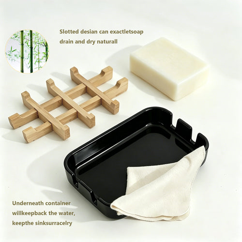 Bamboo Drainage Soap Dish, Eco-Friendly Soap Holder Saver, Durable Portable Soap Box, Bathroom Accessory Home Organizer