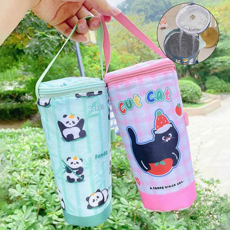 Eco-Friendly Portable Milk Tea Tote Bag Heat Preservation Insulated Cup Cover Carrying Handbag Tumbler Cup Accessories