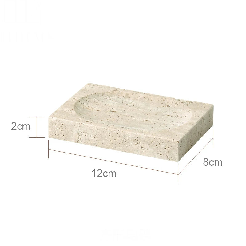 Beige Travertine Bathroom Accessories Set Natural Marble Soap Dispenser Soap Dish Reed Diffuser Vanity Tray Bathroom Set