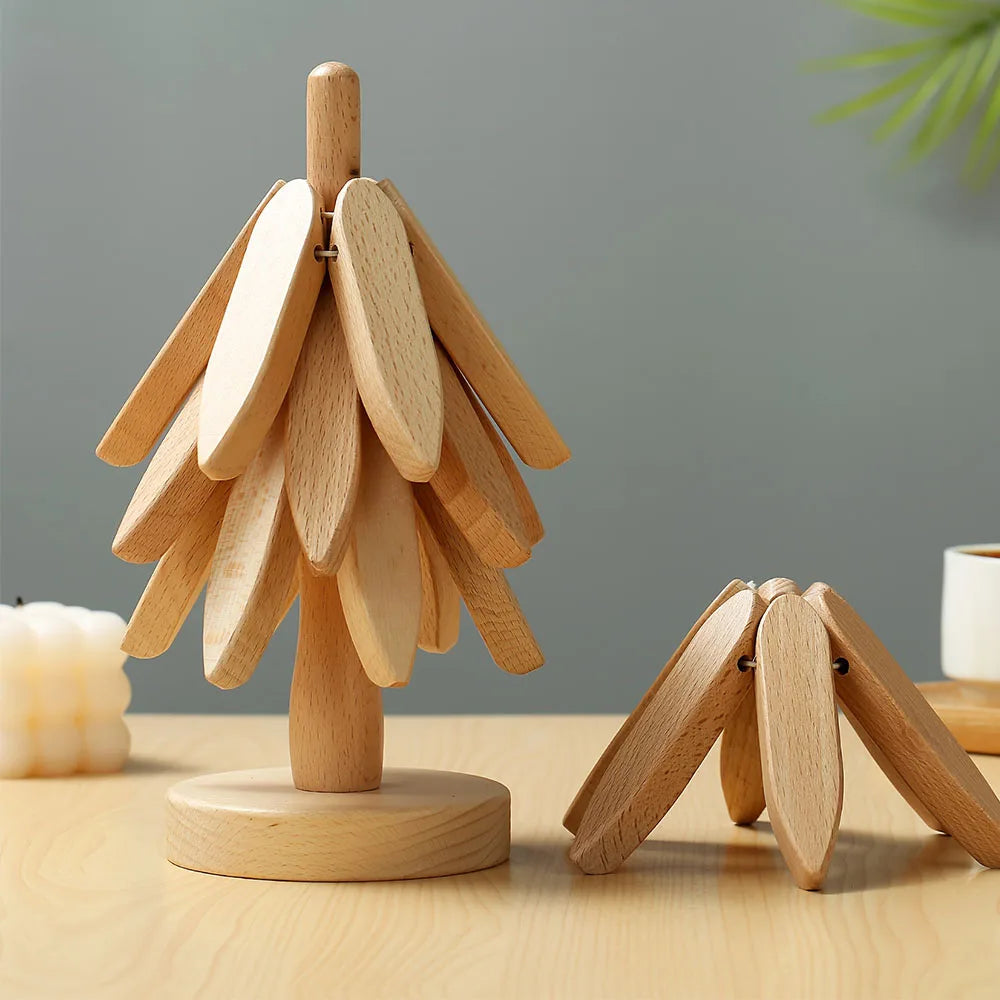 Eco-Friendly Wood Trivets for Hot Dishes Cup Desk Decorative Christmas Present Housewarming Kitchenware Dining Coaster Placemats