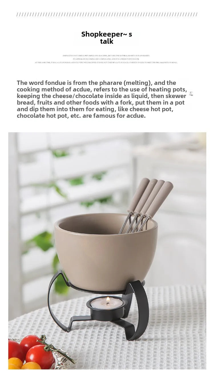 Eco-Friendly Ceramic Bowl with 4 Matching Forks Durable, Fade-Resistant, Perfect for Everyday Dining and Entertaini