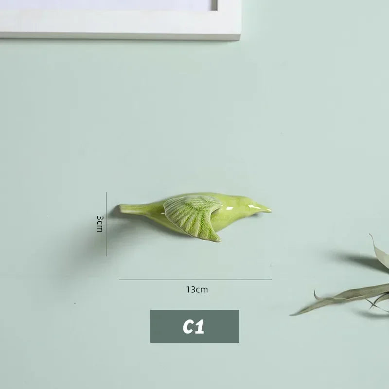 Eco-friendly Ceramics Birds 3d Wall Sticker Living Room Animal Figurine Murals Wall Background Decorative Home Decor Birds Cute