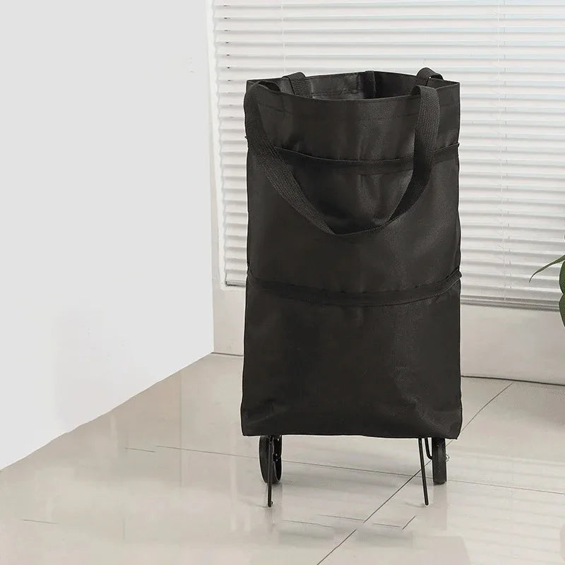 1Pc Foldable Shopping Bag with Wheels Trolley Large Reusable Cloth Hand Tote Bolsas Eco Fabric Supermarket Grocery Pull Cart Bag