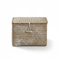 Eco-Friendly Sea Grass Wicker Shelf Baskets Weaving Woven Basket Storage Box with Lid Handwoven Storage Bins Home Organizer