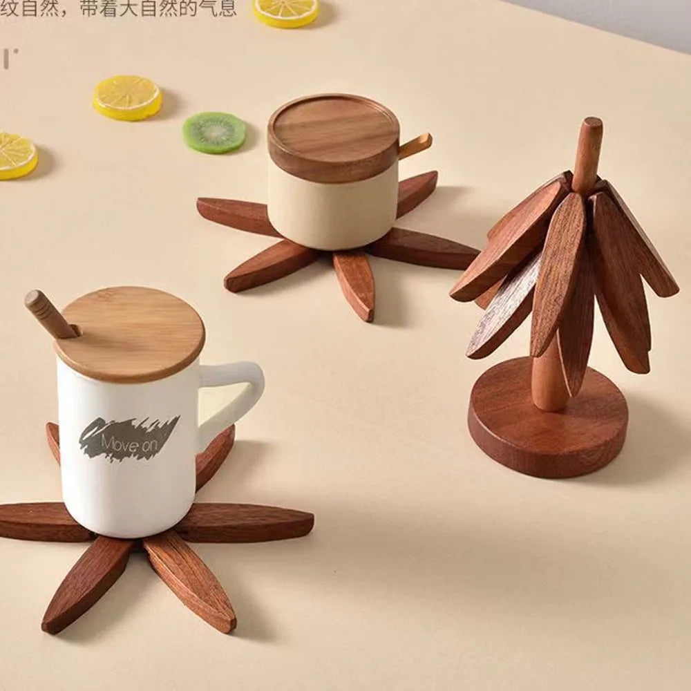 Eco-Friendly Wood Trivets for Hot Dishes Cup Desk Decorative Christmas Present Housewarming Kitchenware Dining Coaster Placemats