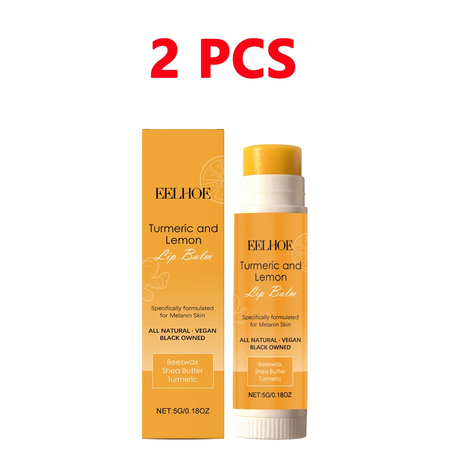 Turmeric Lemon Lip Balm Long-Lasting Moisturizing Soothing Lip Care Brightens Dull Lips, Exfoliating Non-Sticky, Pre-Makeup Base