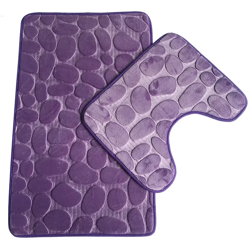 2pcs/set Funnel Cobblestone Bath Bathroom Anti-slip Carpet Mat Toilet Rug New bathroom mat set