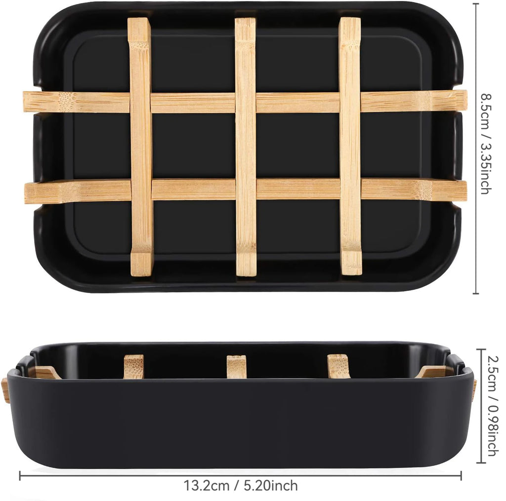 Bamboo Drainage Soap Dish, Eco-Friendly Soap Holder Saver, Durable Portable Soap Box, Bathroom Accessory Home Organizer