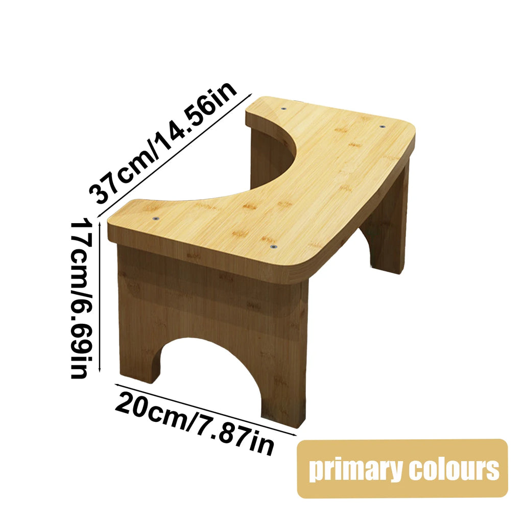 Bamboo Toilet Stool Squat Adult,Portable Toilet Potty Stool,Constipate Helper Stool For Bathroom,Curved Build, Bump-Proof