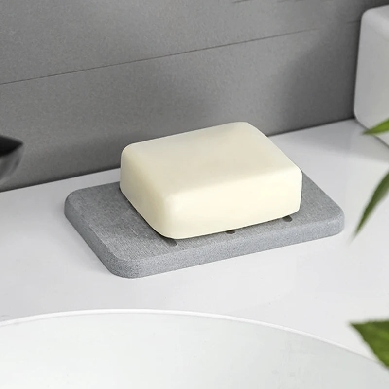 Diatomite Mud Soap Dish Quick Dry Bathroom Countertop Absorbent Pad Rectangular Toiletries Holder Supplies