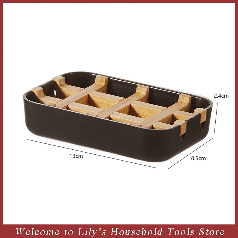 Detachable Soap Dish Eco-friendly Bamboo Soap Holder with Filter Tray for Bathroom Storage Outdoor Travel Portable Storage Rack
