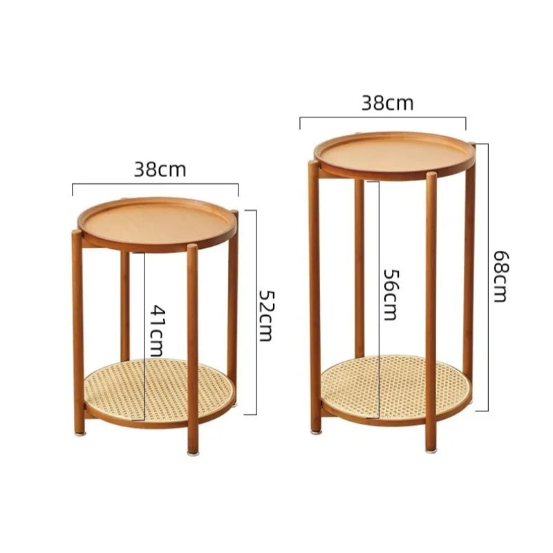 Eco-Friendly Bamboo Coffee Table -Sustainable Living Room Furniture Small Wicker Round Table in The Living Room Next To The Sofa