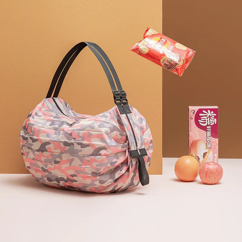 Foldable Shopping Bag Eco-friendly Portable Large Capacity Handbag Travel Storage Bag Oversized Reusable Grocery Shopping Bag
