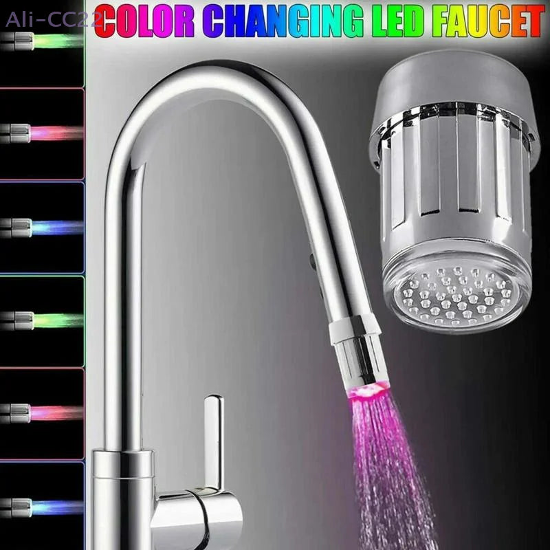 Eco-friendly Sensor Faucet with 3-Color LED Display Indicator, Water-Saving Tap Nozzle Aerator for Kitchen and Bathrooms