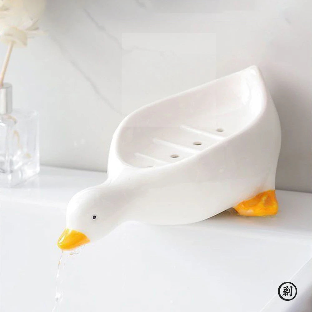 Random Soap Tray Self-draining Soap Rack Duck-shaped Creative Rack for Shower Bathroom Kitchen Tub Sink Tray Bracket Bathroom