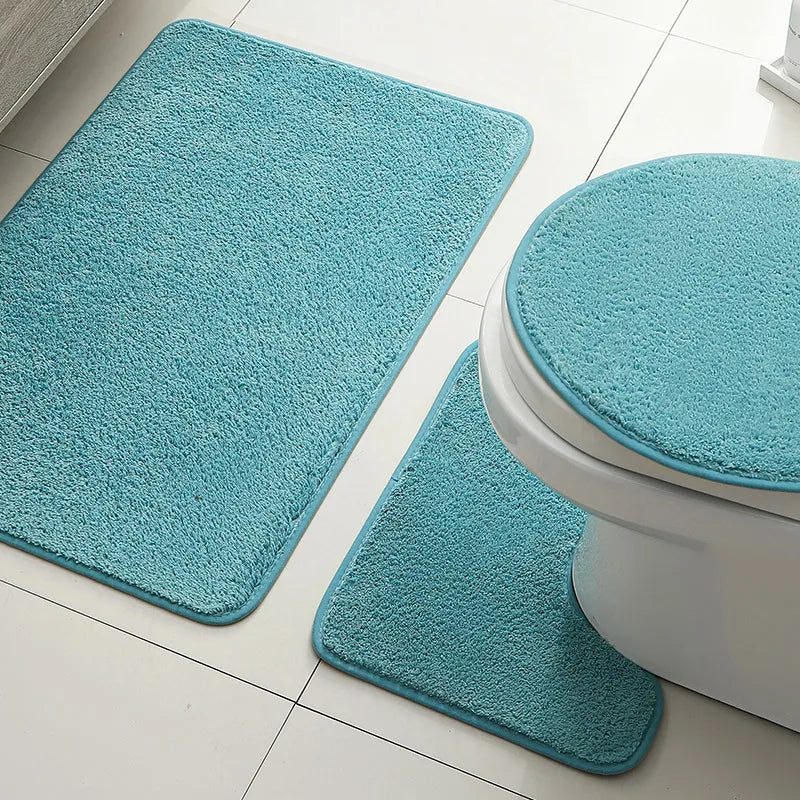 Bathroom carpet 3-piece set soft, absorbent, non-slip, microfiber toilet mat, U-shaped foot pad