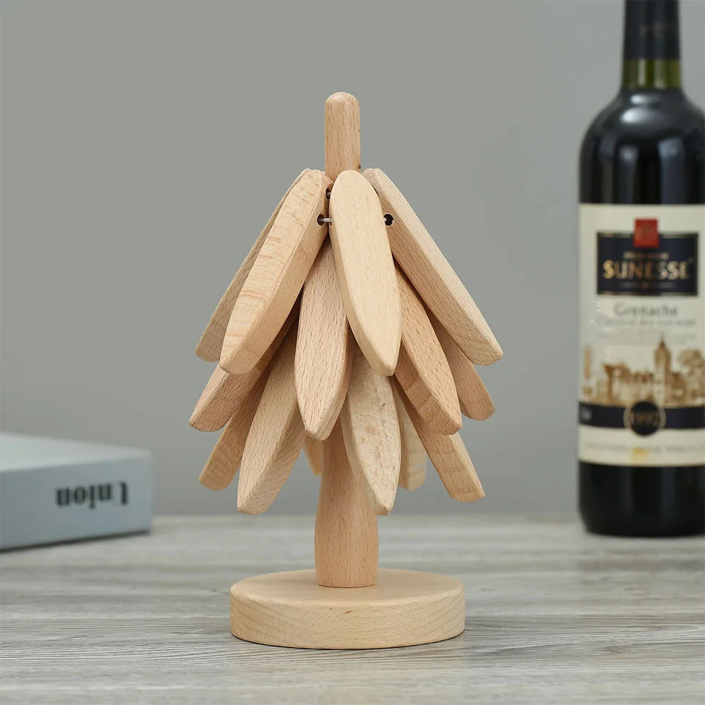 Eco-Friendly Wood Trivets for Hot Dishes Cup Desk Decorative Christmas Present Housewarming Kitchenware Dining Coaster Placemats