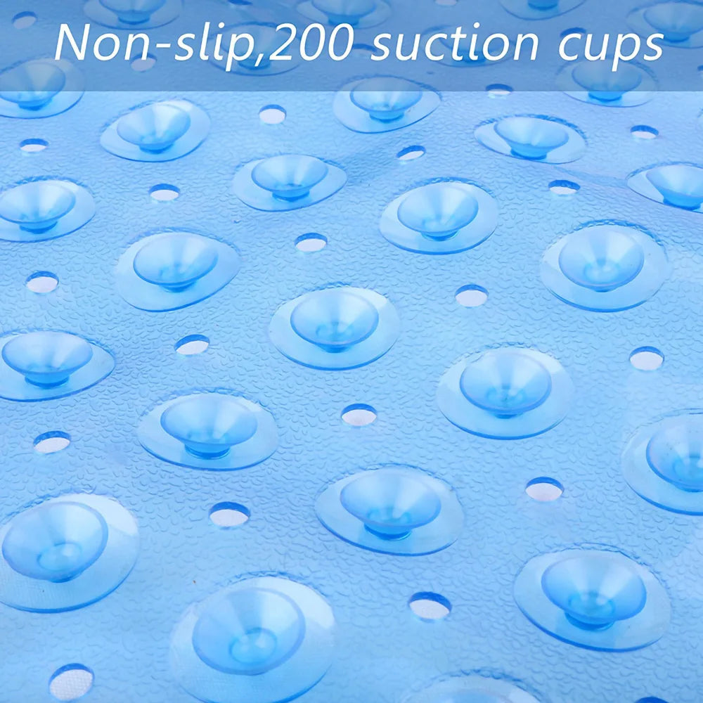 Non-Slip Bath Tub Shower Mat with Suction Cups,Machine Washable Bathroom Mats with Drain, Extra Large Bathtub Mat, 100x40cm