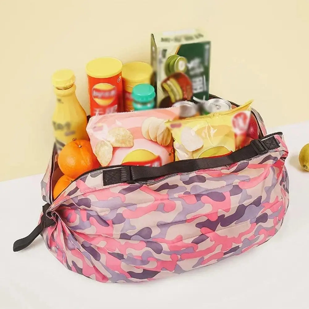 Eco-friendly Creative Folding Shopping Bag Portable Reusable Beach Bag Lightweight Waterproof Travel Shoulder Handbag Yoga