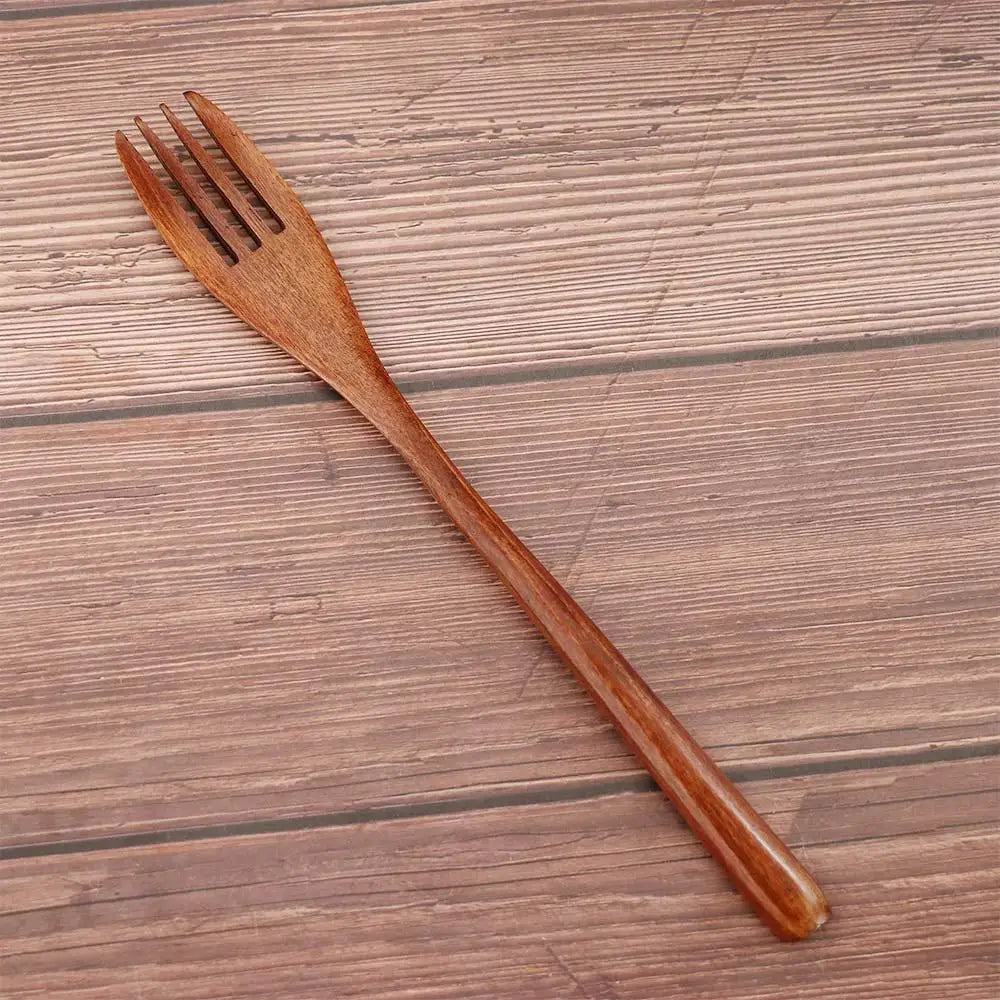 Kitchen Salad Cooking Wood Eco-friendly Natural Cutlery Wooden Forks Tableware Dinnerware