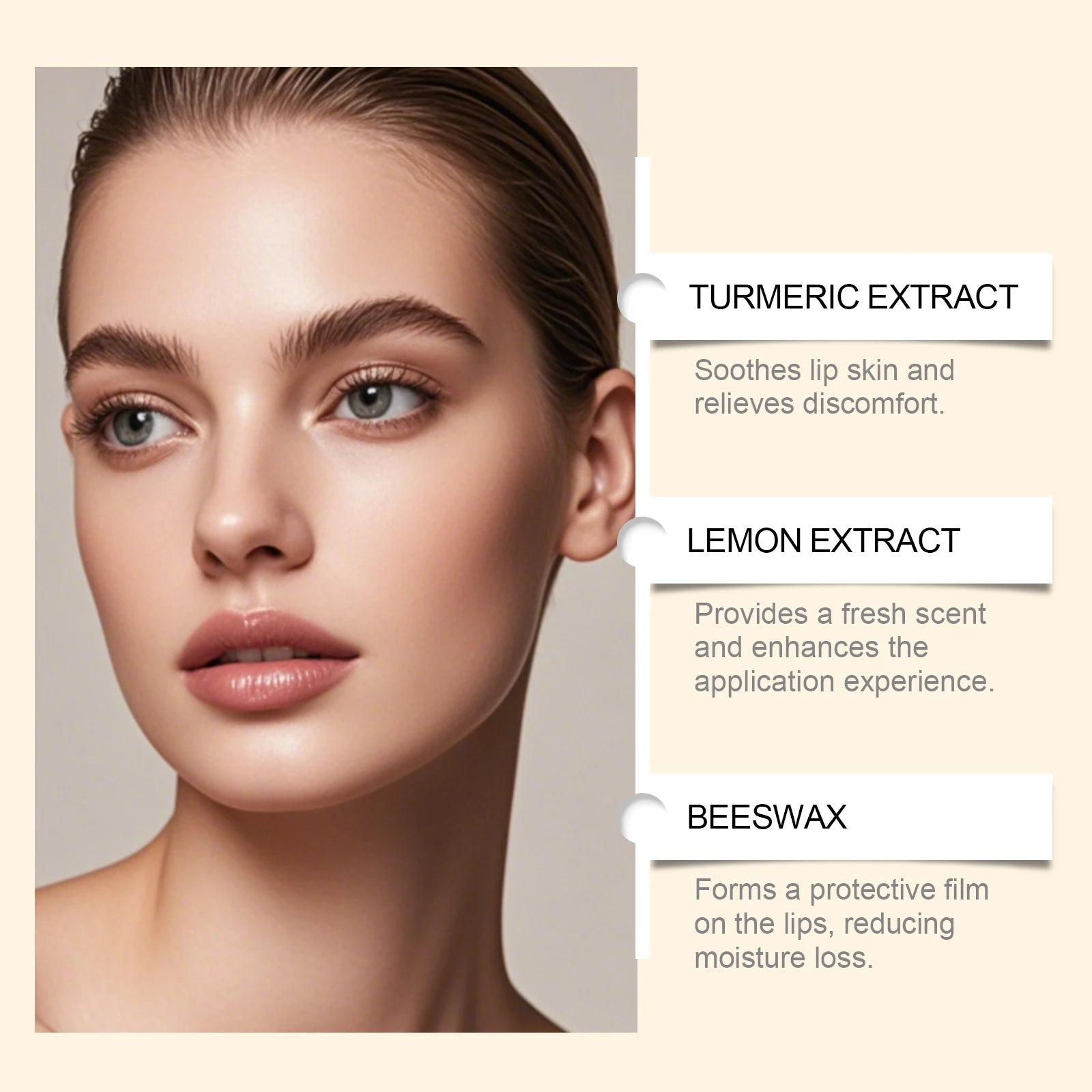Turmeric Lemon Lip Balm Long-Lasting Moisturizing Soothing Lip Care Brightens Dull Lips, Exfoliating Non-Sticky, Pre-Makeup Base