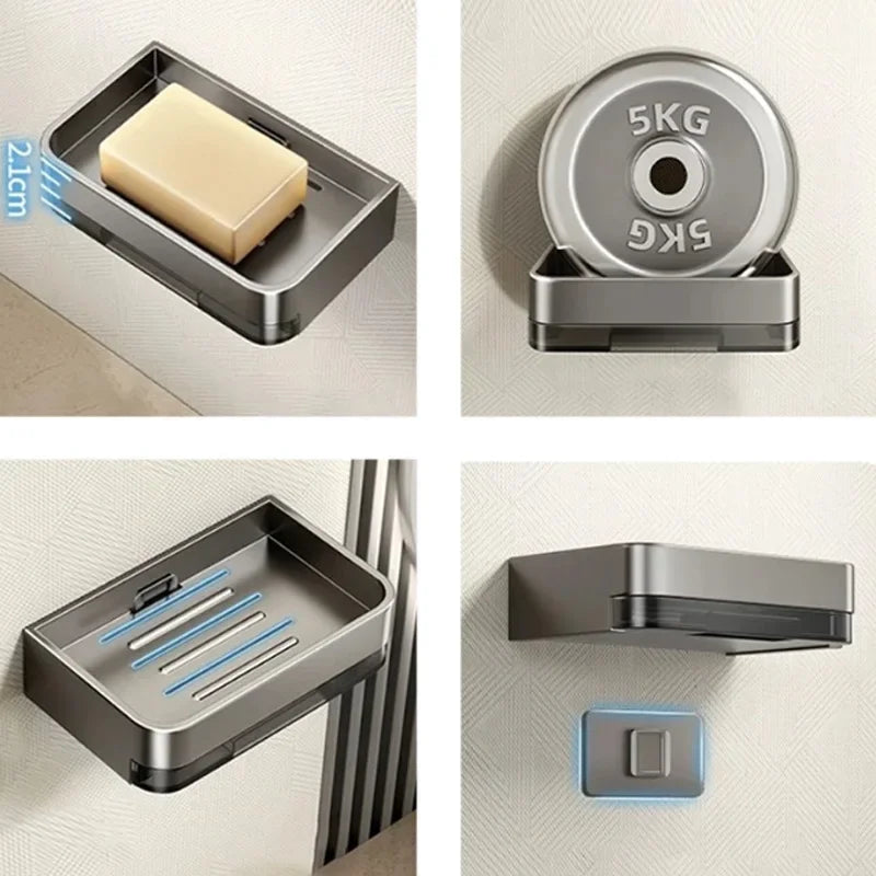 Bathroom Soap Dish Wall Mounted Sponge Holder Bathroom Organizer Double drainage Soap Dish Bathroom Accessories