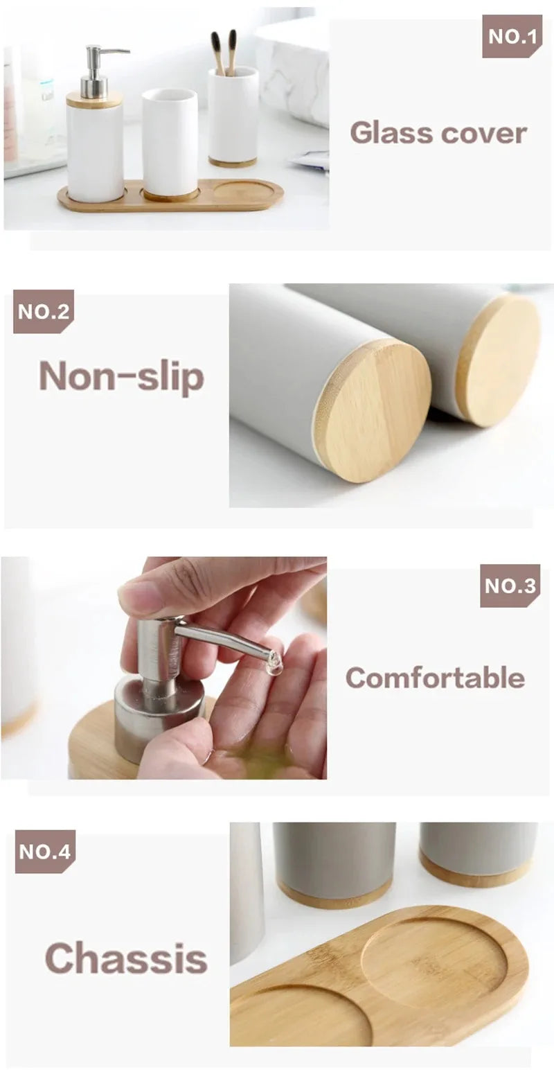 Ceramic Bathroom Accessories Set Fashion Soap Dispenser Toothbrush Holder Tumbler Ceramic Household Bathroom Product