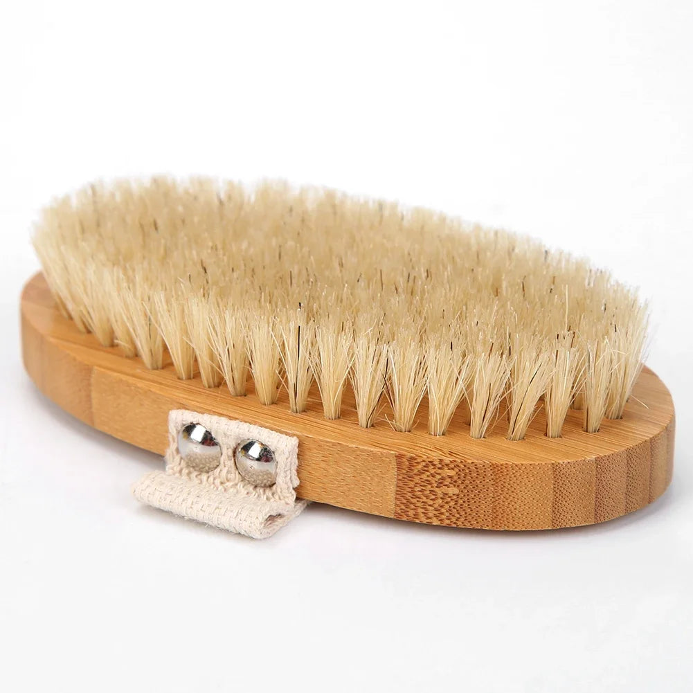 Natural Bristle Bath Brush Exfoliating Wooden Body Massage Shower Brush SPA Woman Man Skin Care Dry Body Brush