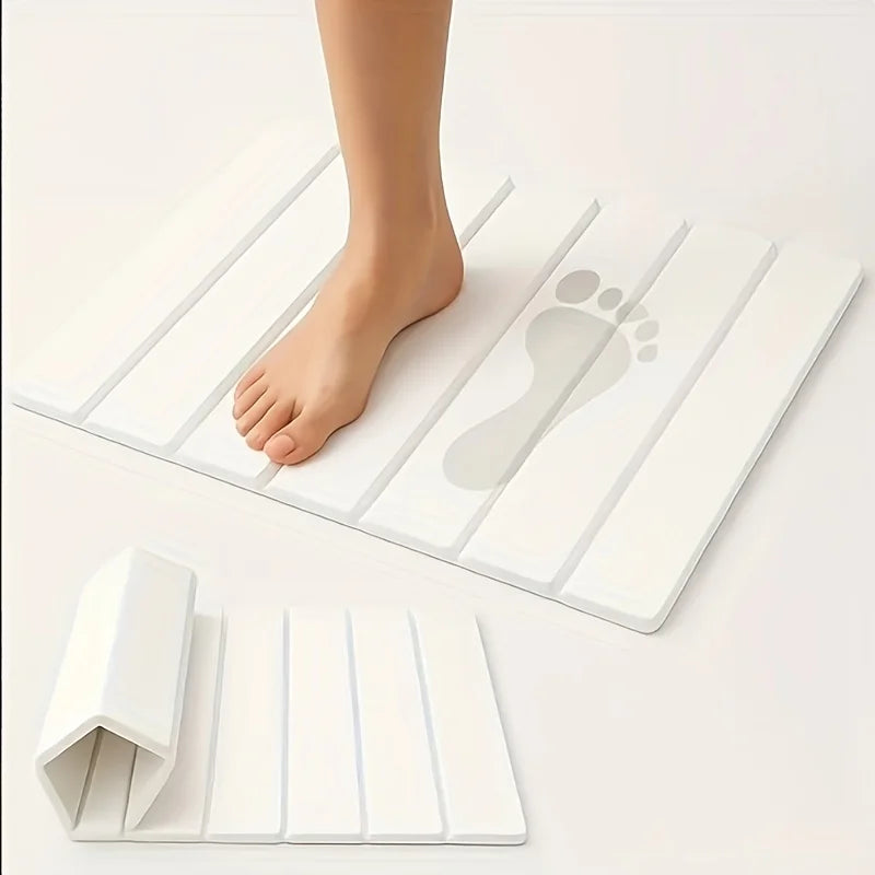 Quick Drying Mat for Kitchen,Dish Drying Mat, Stone Bath Mats for Bathroom, Foldable Diatomaceous Bath Mat, Non-Slip Shower Mat