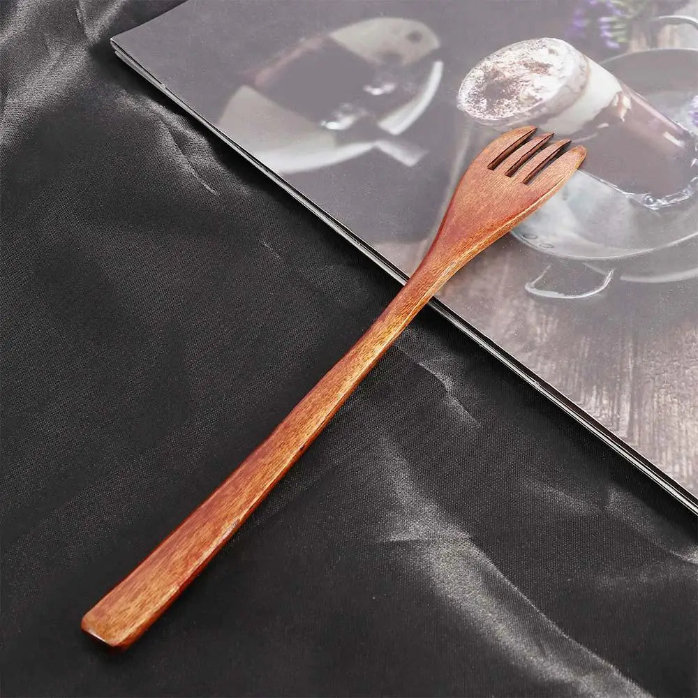 Kitchen Salad Cooking Wood Eco-friendly Natural Cutlery Wooden Forks Tableware Dinnerware