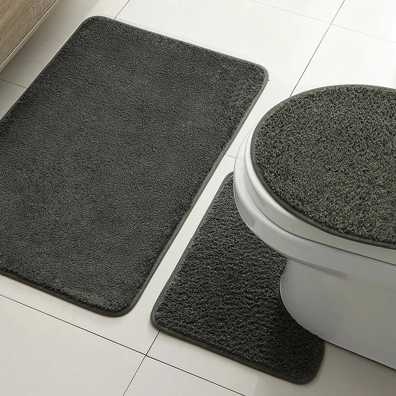 Bathroom carpet 3-piece set soft, absorbent, non-slip, microfiber toilet mat, U-shaped foot pad