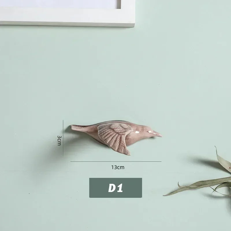 Eco-friendly Ceramics Birds 3d Wall Sticker Living Room Animal Figurine Murals Wall Background Decorative Home Decor Birds Cute