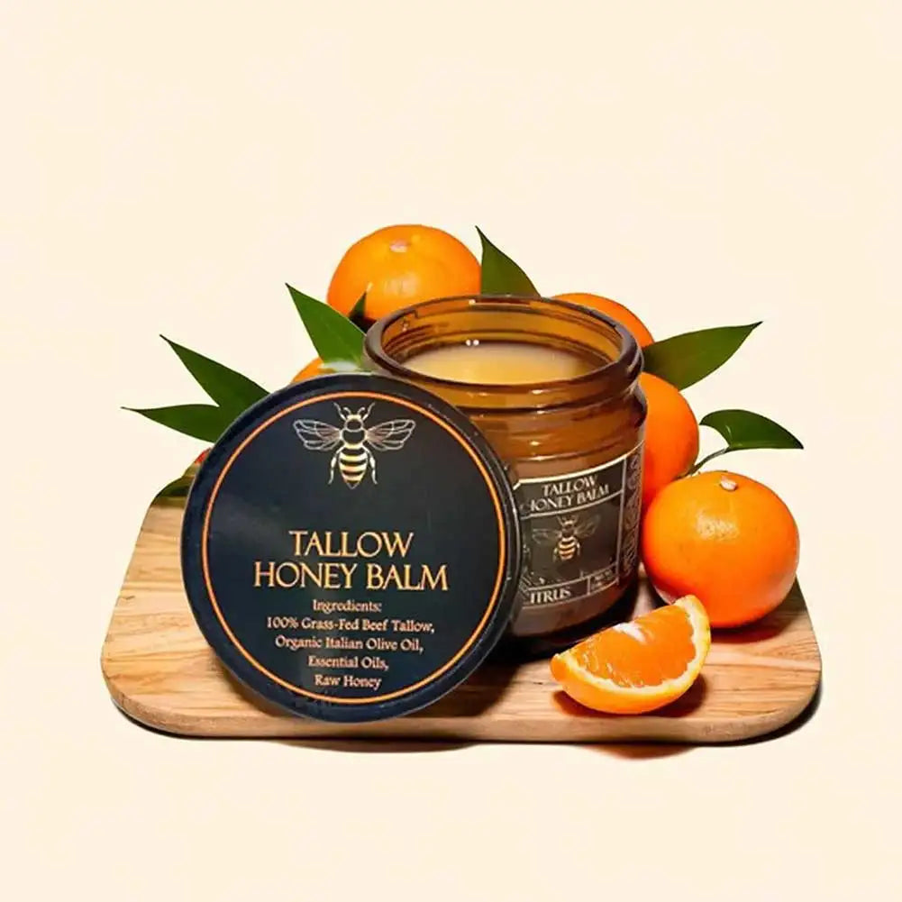 Organic Grass Fed Beef Tallow Balm With Raw Honey Moisturizing Cream For Soft Smooth Skin Handmade All-Natural Moisturizer Skin