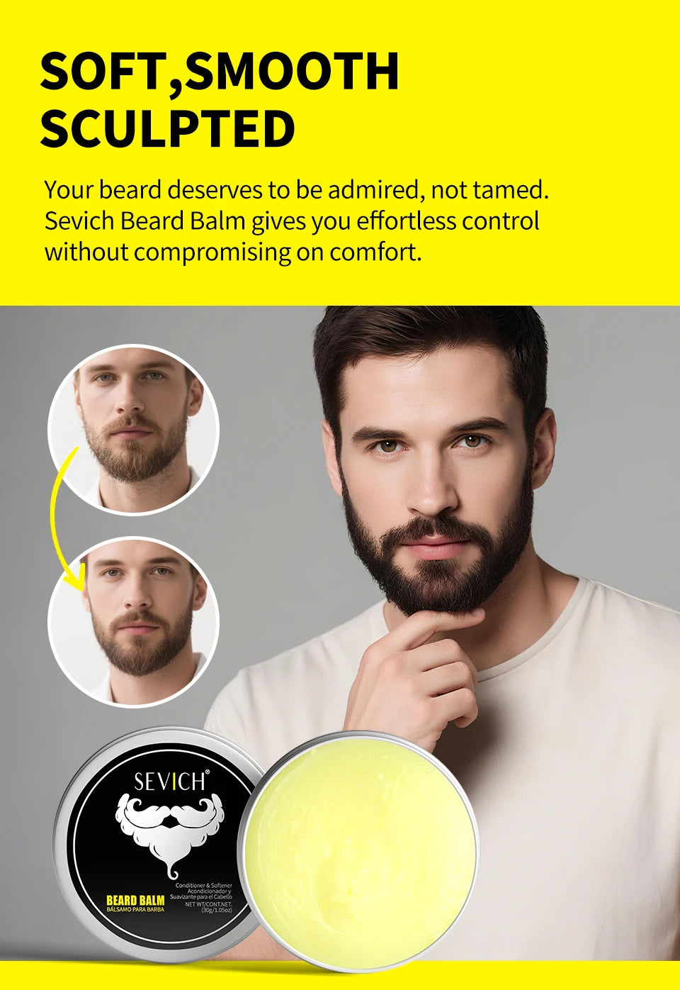Beard Balm Wax Natural Men's Beard Care Cream Moisturizing Grooming Cream Beard Care Balm Oil Beard Styling Mustache Skin Care