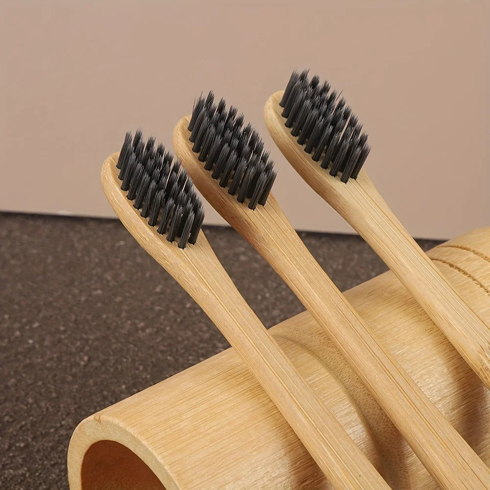 6pcs Bamboo Toothbrush Eco-Friendly Wooden Toothbrushes with Soft Bristles for Sensitive Teeth Gums Deep Cleaning Oral Care