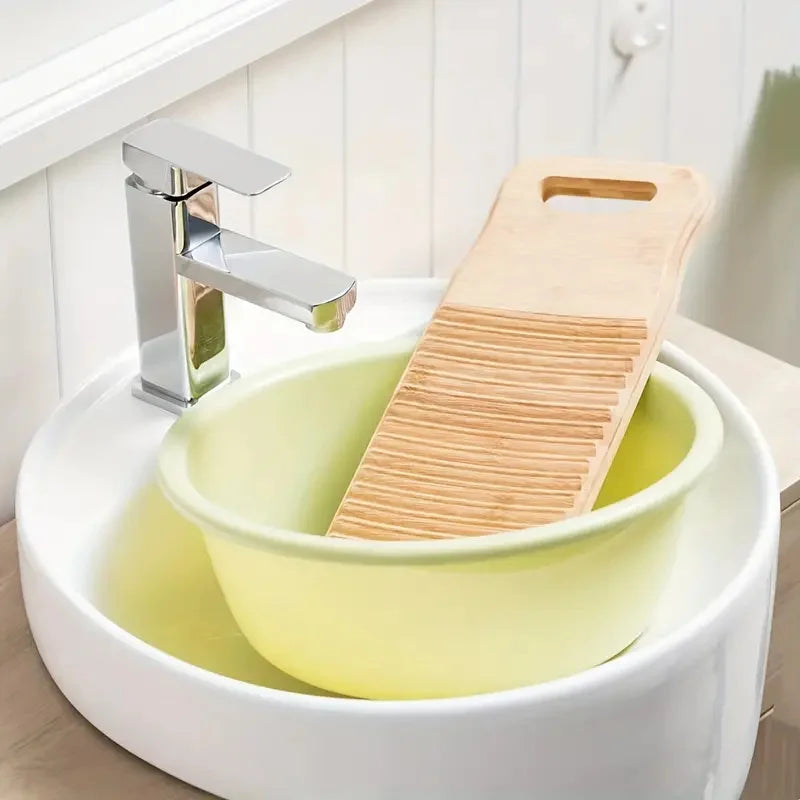 Eco-Friendly Bamboo Washboard - Durable, Thickened Hand-Wash Laundry Board For Home Use