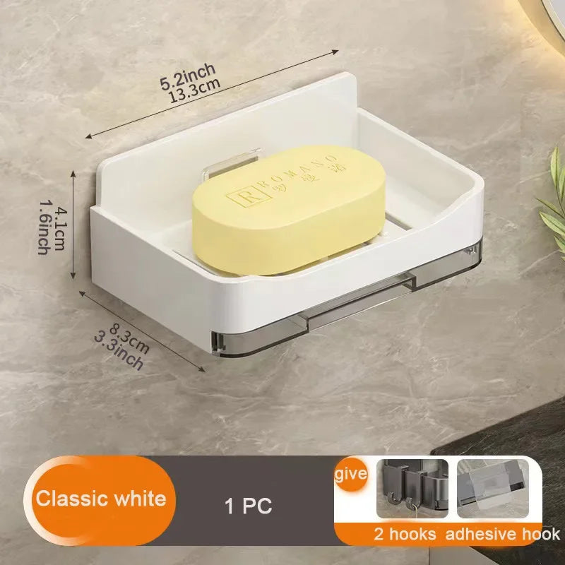 Bathroom Soap Dish Wall Mounted Sponge Holder Bathroom Organizer Double drainage Soap Dish Bathroom Accessories